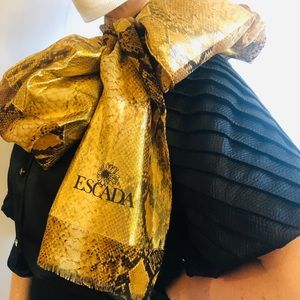 ESCADA scarf gold metallic snake wrap large logo